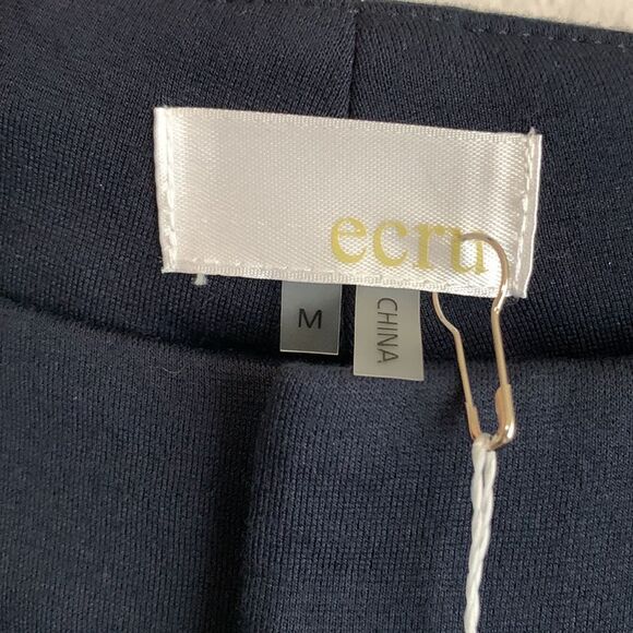 NWT Ecru Sullivan Ponte Stretch Tuxedo Stripe Navy Blue Trouser Dress Pants Sz M - Picture 6 of 11